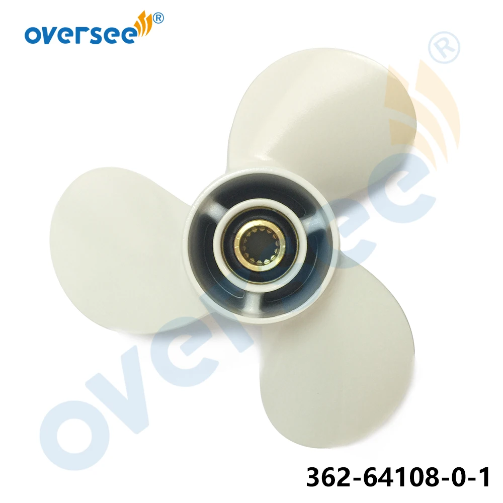 OVERSEE Aluminum Propeller 362-64108-0-1 3X9.2X9.8 Right White 9.9, 15, 18 HP For Fitting TOHATSU Outboard