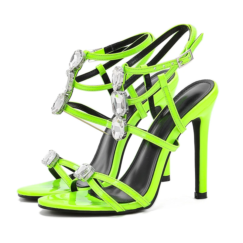 Kcenid Fashion Big Crystal Women's Sandals Summer 2023 Sexy High Heels Buckle Strap Gladiator Sandals Women Party Wedding Shoes