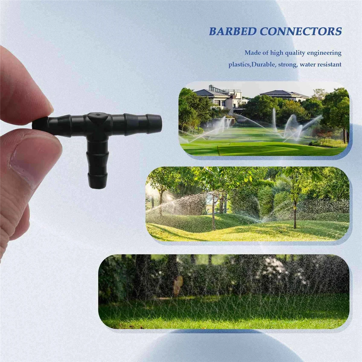 Drip Irrigation Barbed Connectors, Universal Barbed Tee Fittings 100Pcs, Fits 1/4 inch Drip Tubing (4/7mm Tee Pipe)