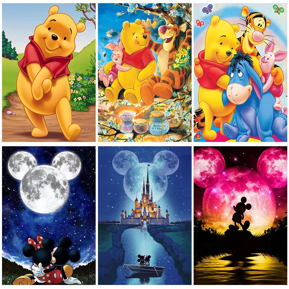 Disney Winnie the Pooh 5D DIY Diamond Painting Cartoon Mickey Minnie Moon Mosaic Set Children Art Embroidery Home Decor Gift |