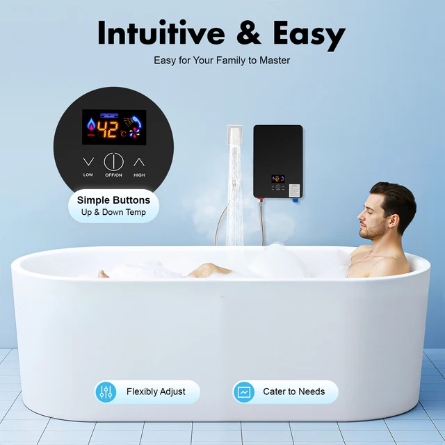 Mini chauffe-eau électrique sans réservoir 6500W 230V, système d'eau chaude pour cuisine et douche avec douchette 1