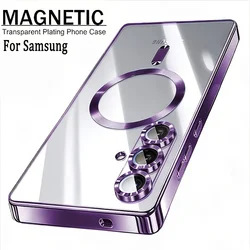Sleek Magnetic Transparent Plating Phone Case Cover - Galaxy A07 (PURPLE)