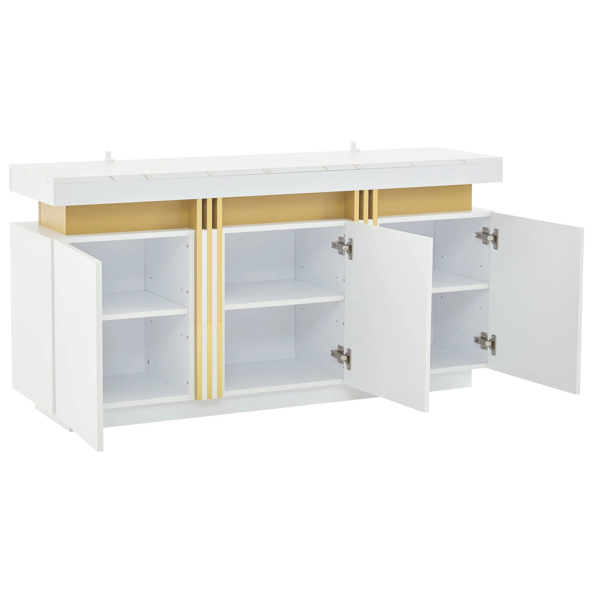 140 * 38 * 70 cm Modernes weißes Sideboard-Display, 3 Türen, Esszimmerschrank mit verstellbaren Trennwänden, perfekt für Küche, Wohnzimmer – Detail 18
