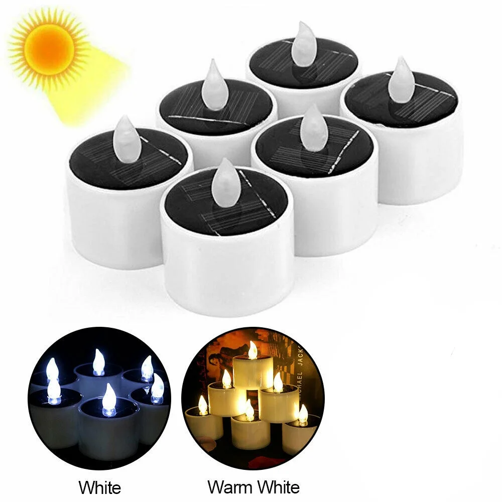Outdoor Plastic Solar Energy Candle Light Solar Power LED Candles Flameless Electronic Solar LED