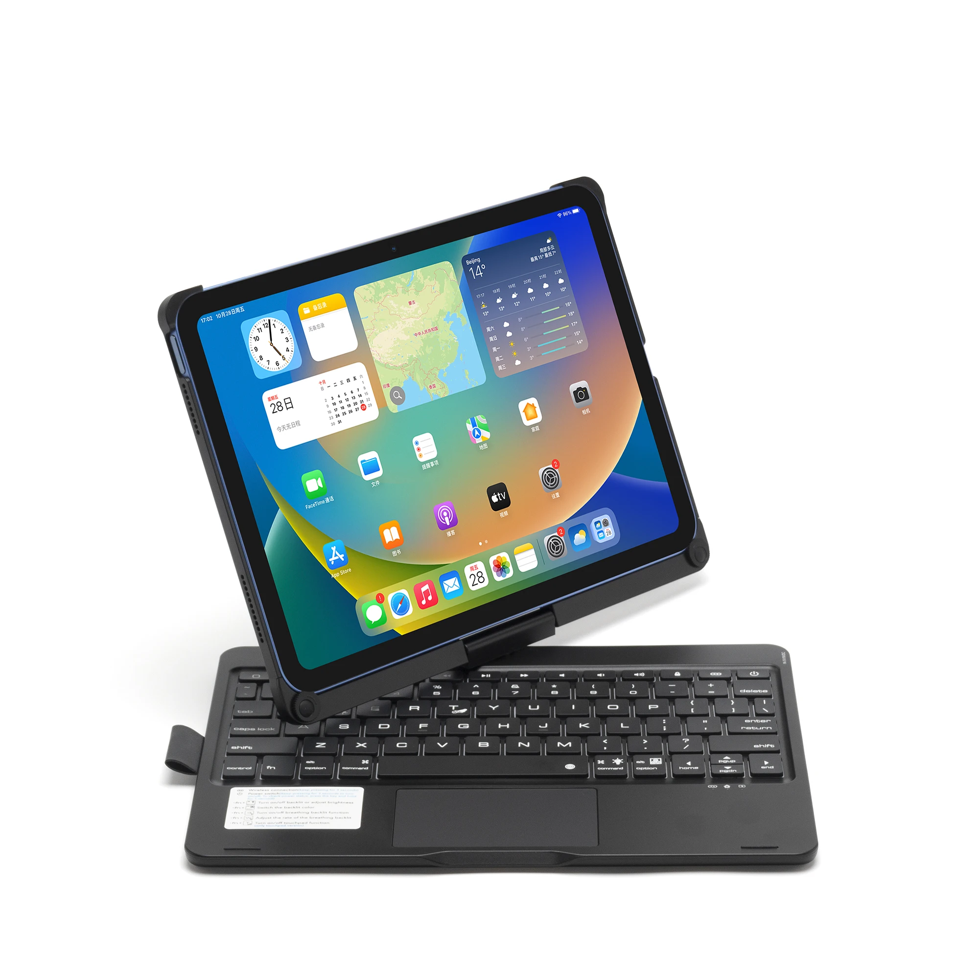 Laptop Clamshell Newest 360 Degree Rotation Touchpad Wireless Keyboard Case for Ipad 10th with Ccolorful Backlight