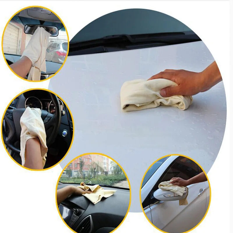 Natural Deerskin Leather Clean Cloth Car Home Washing Care Quick Dry Cleaning Towel Glass Drying Rags Car Detailing Cleaning Rag 2