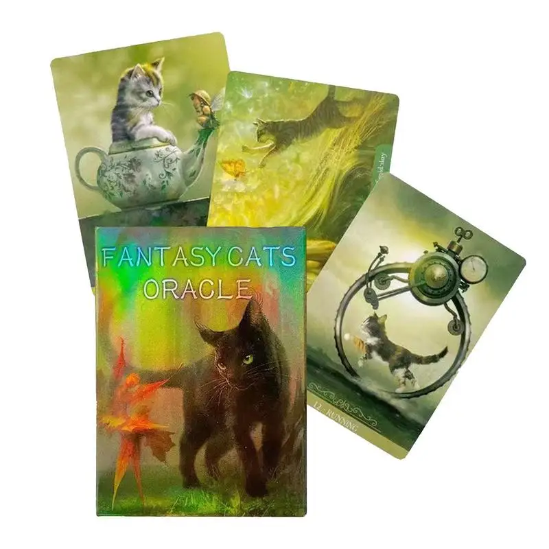 

23 Sheets Tarot Deck Cards Five Languages Beginner Set Divination Mysterious Fantasy Cats Oracle Card Full Color Card Game Board