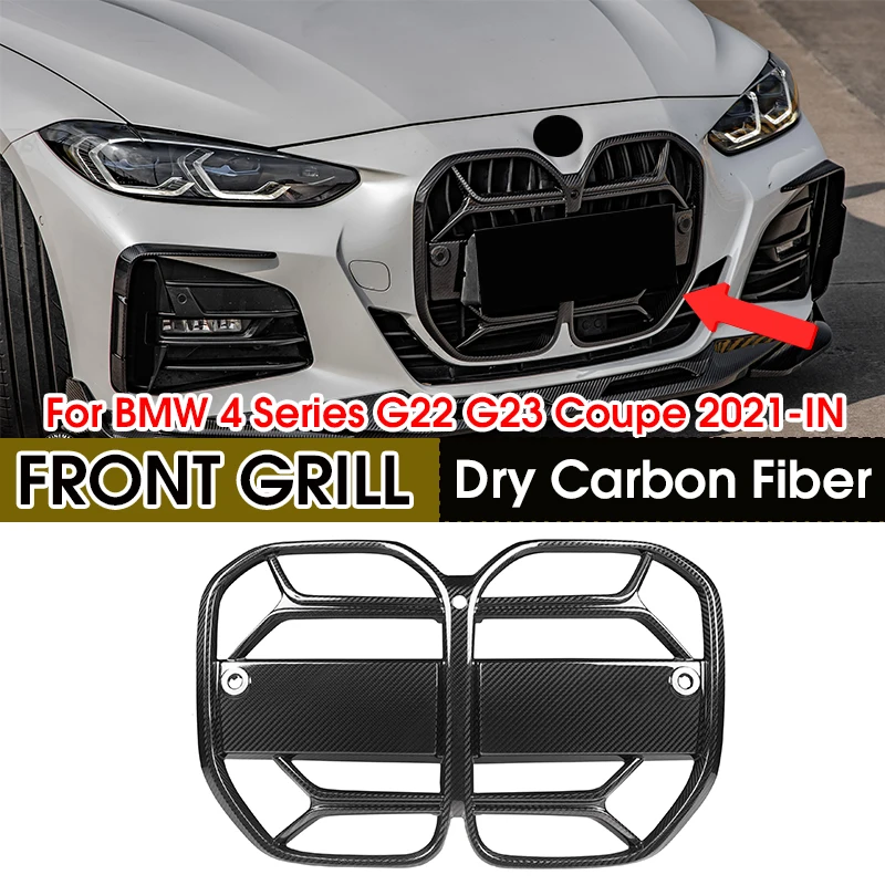 

Dry Carbon Fiber Car Front Bumper Kidney Grille Grill CSL Style Auto Racing Grid For BMW 4 Series G22 G23 2-Door Coupe 2021-IN