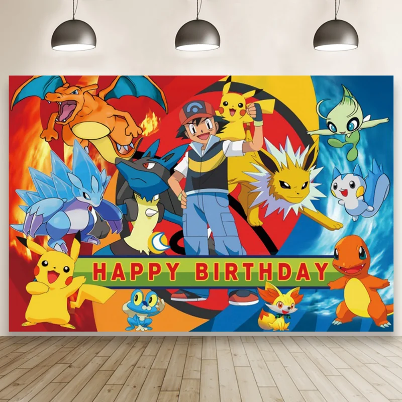 Fond En Tissu De Fête Pokemon, Décoration De Salle, Fête D'anniversaire  Pour Enfants, Studio Photo, Cadeau D'anniversaire - Figurines - AliExpress