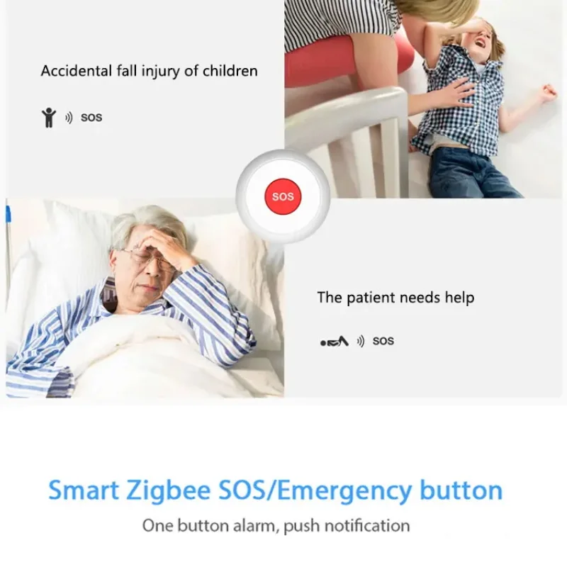 Zigbee 3.0 스마트 SOS 단추 비상 경보, 투야 홈 노인 도움 경보 스위치, 환자 경고 호출 단추 SOS 센서