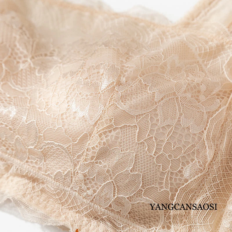 Thin Genuine Silk Bra Without Steel Ring Anti Slip and Light Wrapping Sexy Lace Bra Mulberry Silk Fashion Underwear