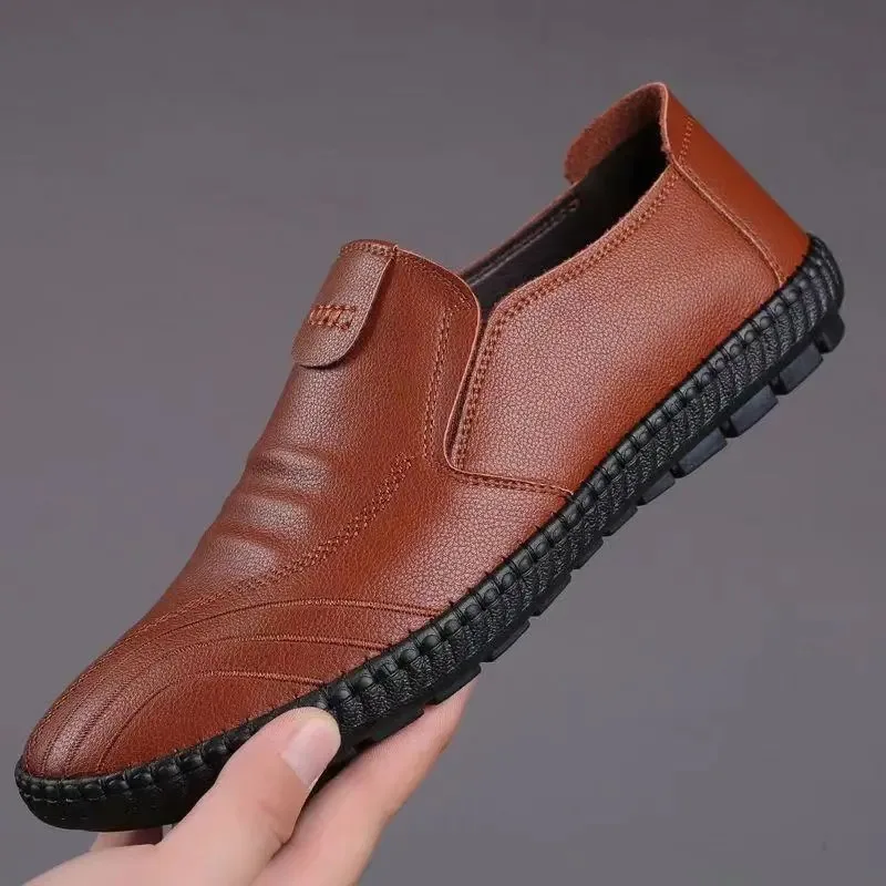 Outdoorové kůže muži boty ležérní podnikání kůže boty muži oxfordy retro kvalita měkké kůže pohodlné kolíček na bota muži ploché