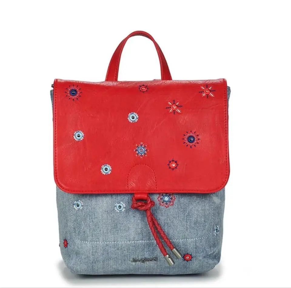 Spanish foreign trade new heavy embroidery printed women's backpack handbag 2