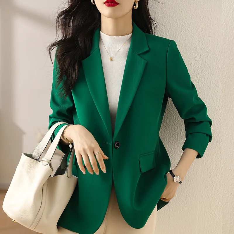 Green suit jacket autumn small short version of the Korean version of 2022 Europe popular celebrity temperament high-grade sen