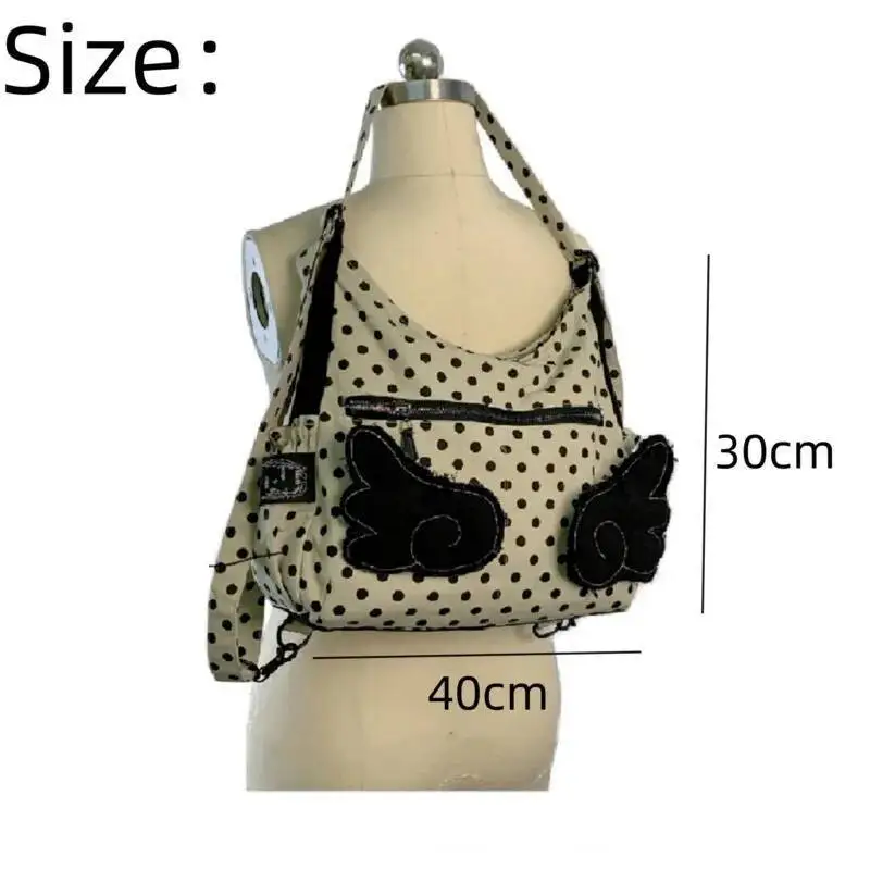 Sac à bandoulière Design ailes Y2k pour filles, sac à bandoulière coréen à pois pour femmes, fourre-tout de grande capacité, nouvelle mode, sac à dos de banlieue - AliExpress
