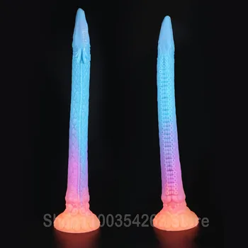Super Long Glowing Tentacles Dildo Sucker Silicone Huge Anal Plug Prostate Massager Masturbate Buttplug Men Women Anal Sex Toys 2