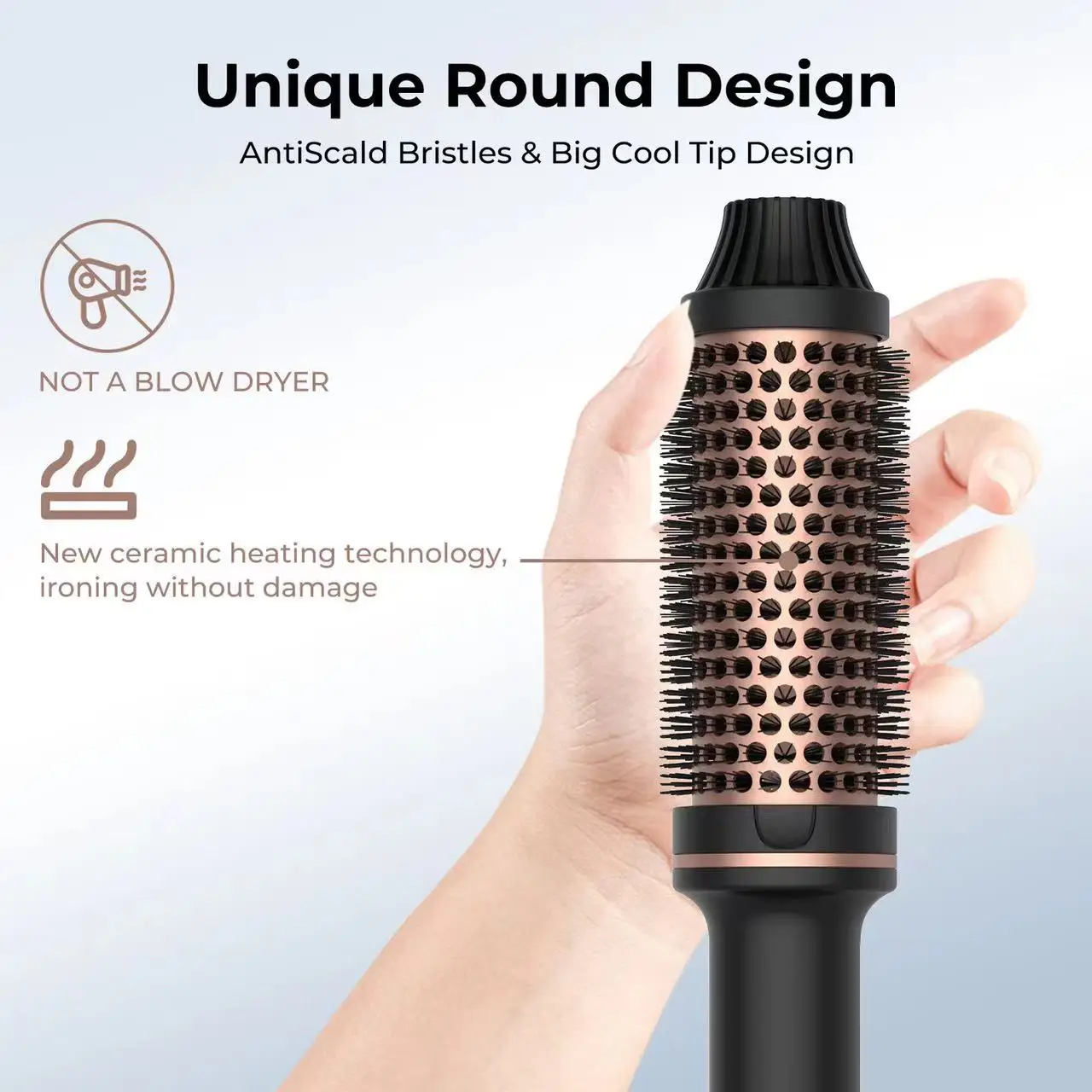 Hair Curler Double PTC Hair Curler Fast Heating 38MM Thermal Brush Ceramic Heated Hair Curling Comb Ionic Straightener Brush For Travel