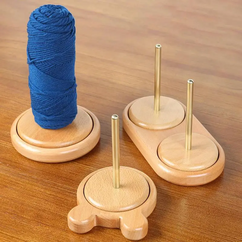 Yarn Holder Wooden Spinning Knitting Tools Beginner Crochet