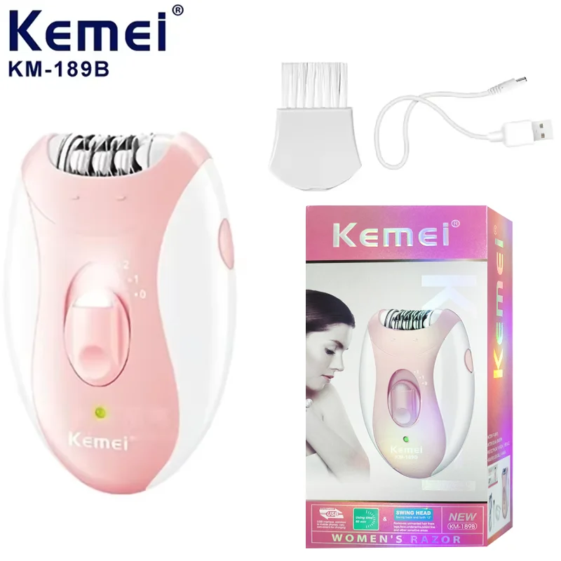 Kemei Women Electric Epilator Two Speed Rechargeable Hair Remover Waterproof Women' Shaver For Legs ,Bikini Area KM-189B electric shaver,body hair trimmer,hair removal epilator,hair removal tool
