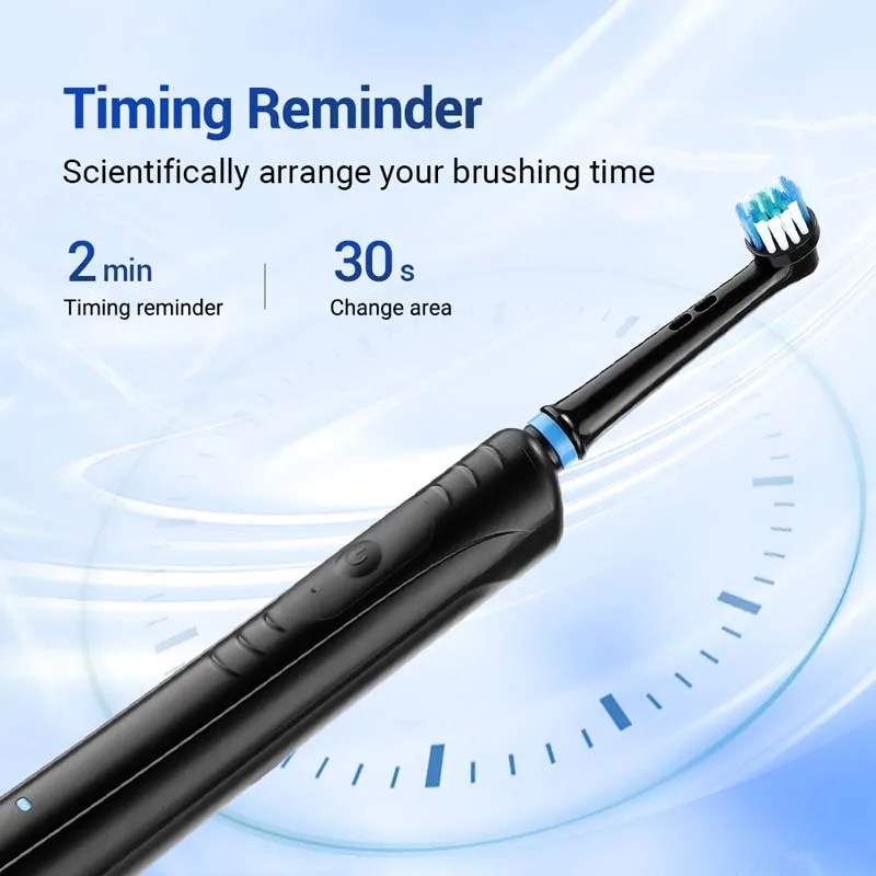 Electric Ultrasonic Sonic Toothbrush Waterproof Round Head Rotating 4 Heads Replacement Home Use Electric Toothbrush