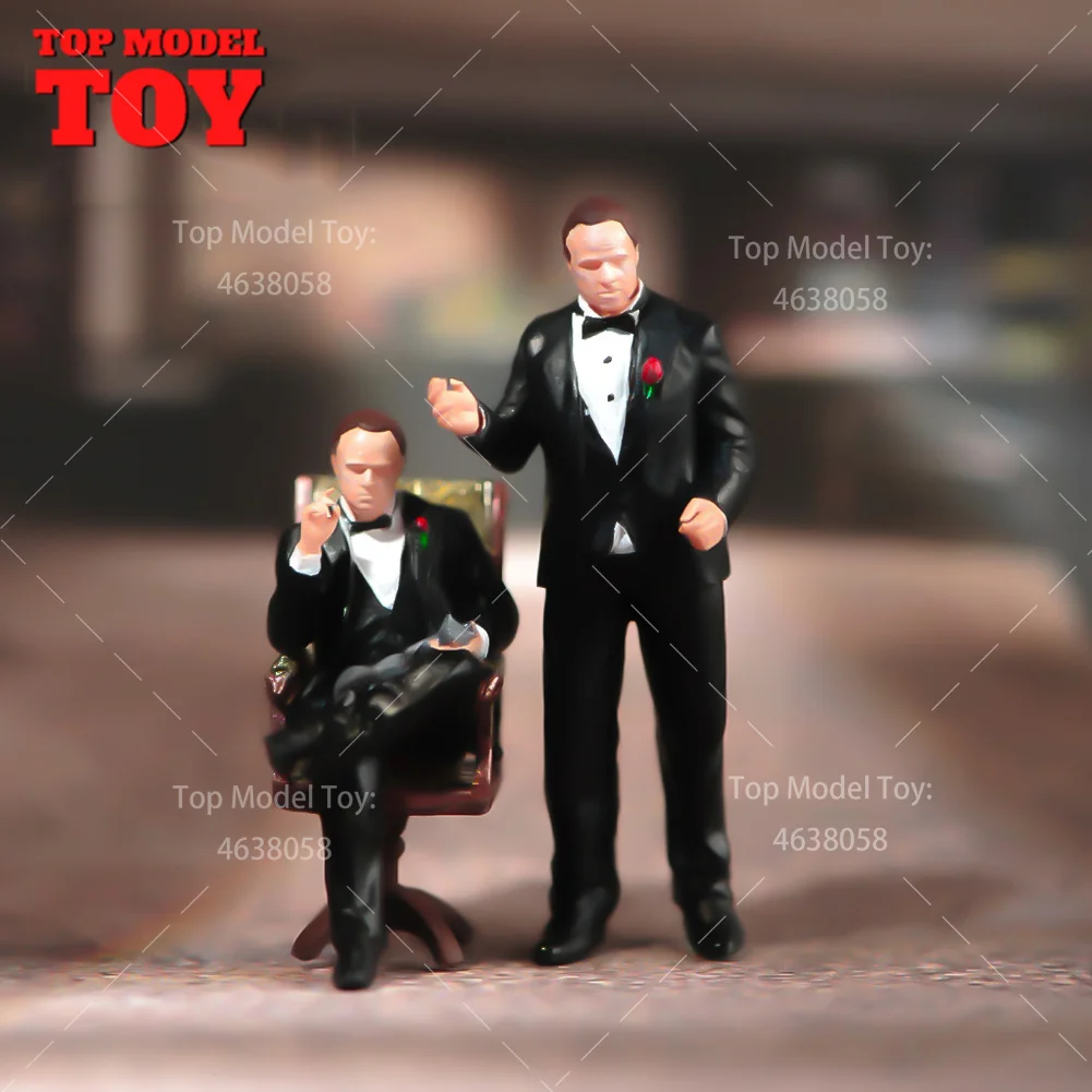 Painted Miniatures 1/64 1/43 1/87 Film Characters Godfather Male Scene Figure Dolls Unpainted Model For Cars Vehicles Toy