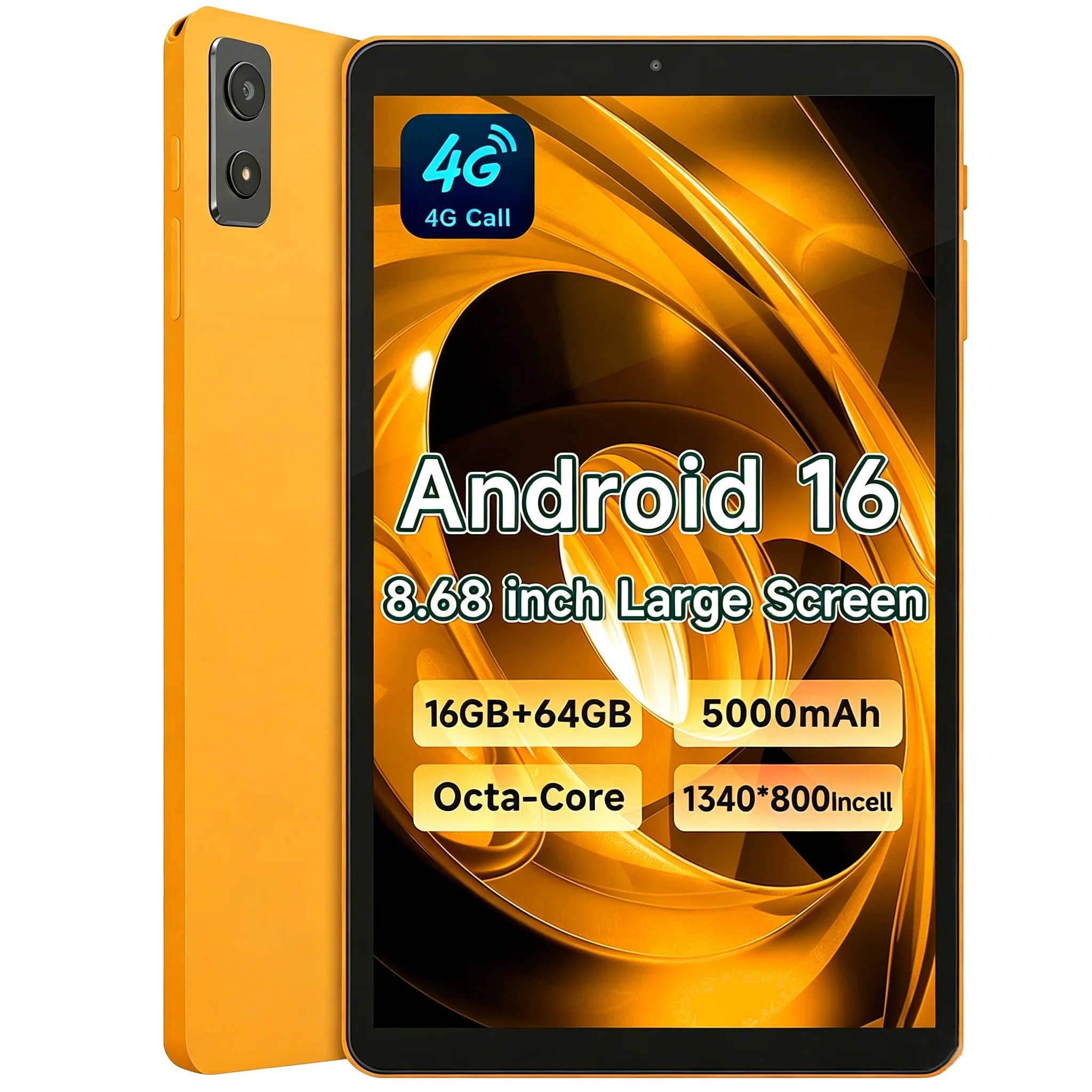 ANRY 8,68 Zoll Android 16 4G Smartphone mit Anruffunktion, T616 Octa-Core-Prozessor, 16 GB RAM, 64 GB ROM, 5000 mAh Akku, WLAN, GPS, 2026 GB Tablet-PC mit SD-Kartensteckplatz_voghion.com