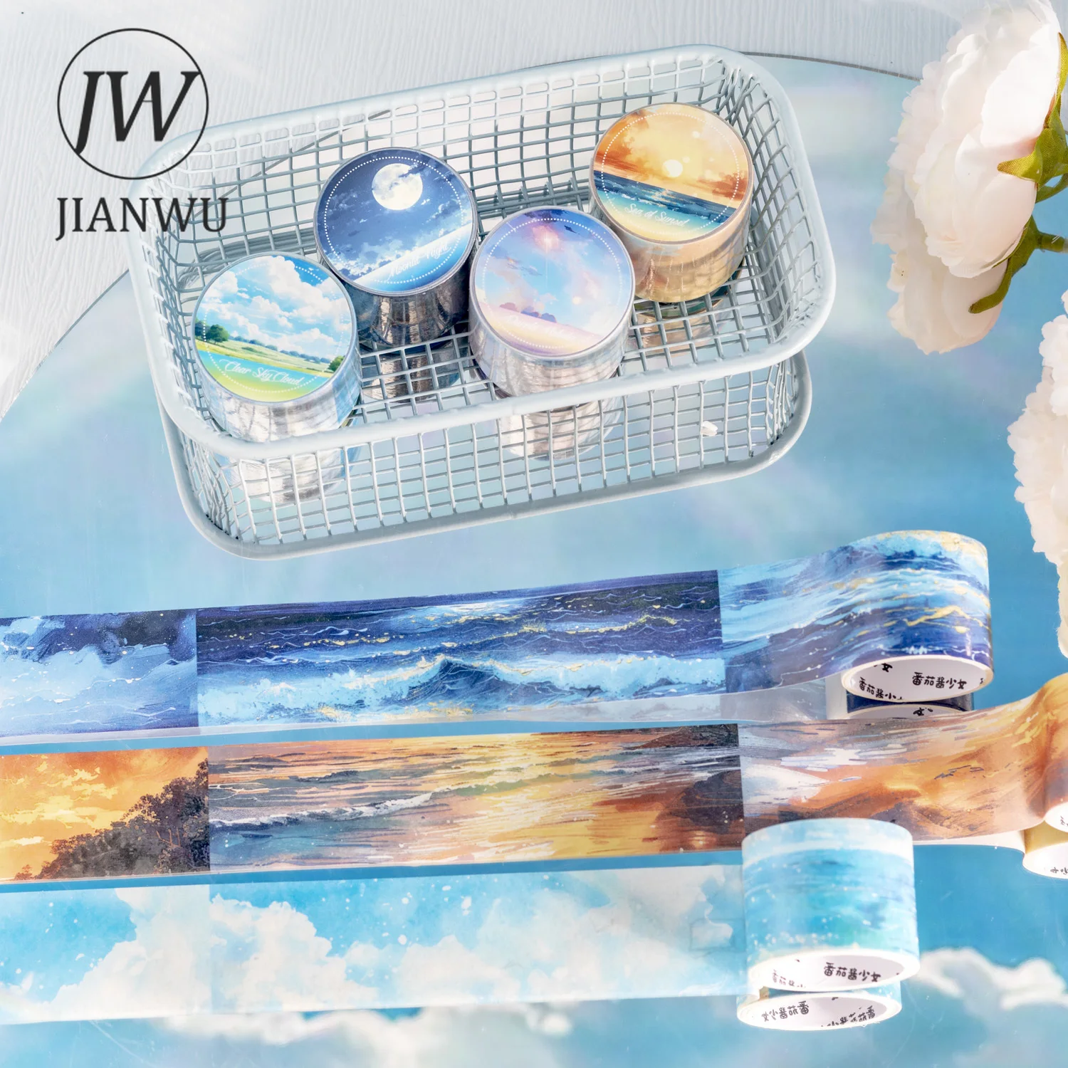 JIANWU 30mm*200cm Sky and Sea Series Landscaping Material Collage Washi Tape Creative DIY Journal Scrapbooking Stationery 5