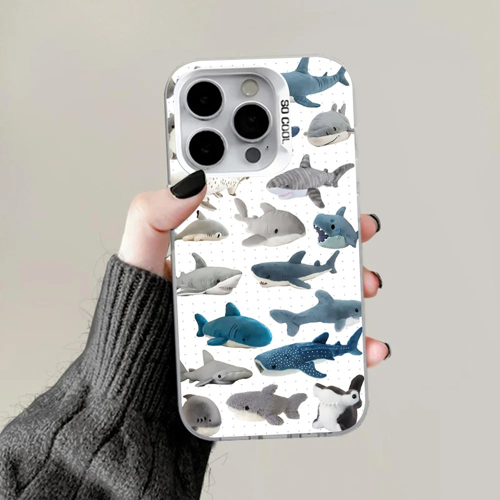 Adorable Blue Shark Matte Phone Case with Gray White Hard Bumper - Anti-Fall Design
