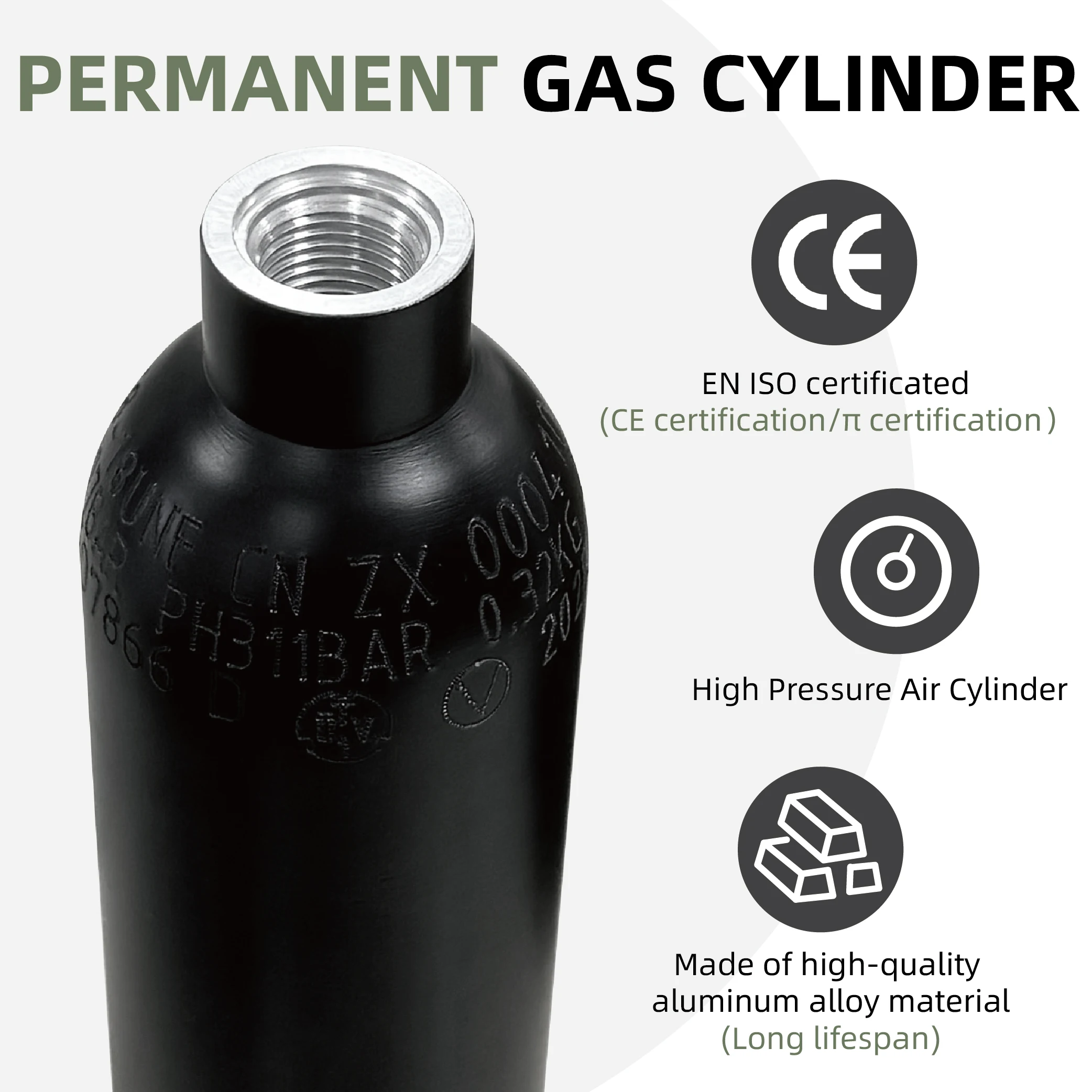 High-Pressure Aluminum Gas Cylinder for Soda, Aquarium, and Diving Applications