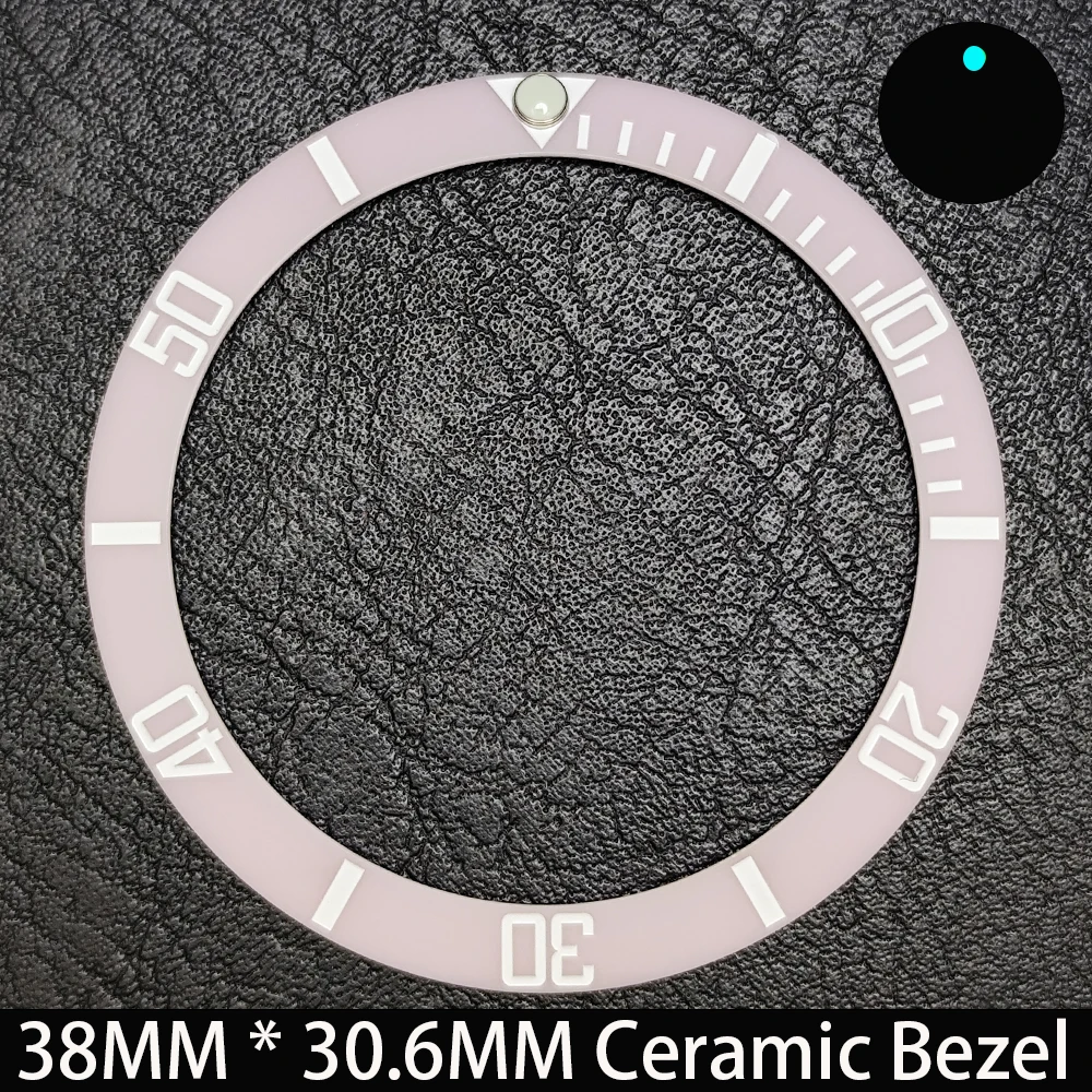 Elegant Blue Luminous Bezel GMT and Diving Watch Insert, Sloping 38mm x 30.6mm Ceramic/Aluminum