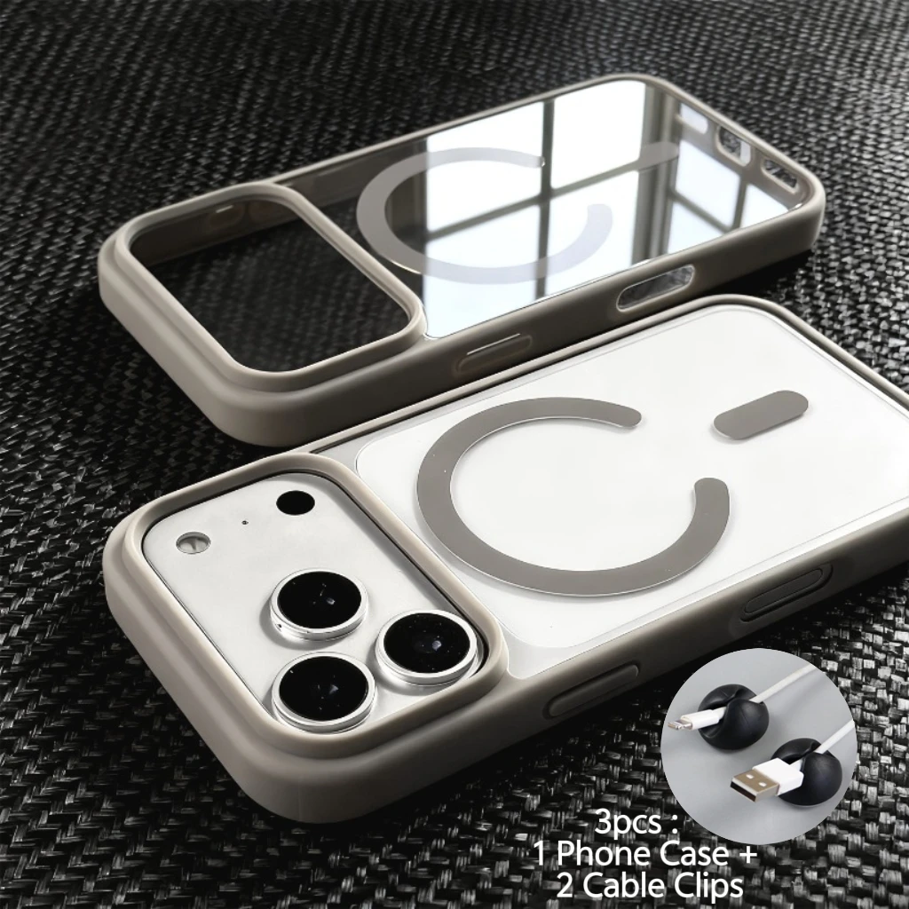 Luxury Transparent Magnetic Phone Case with Cable Clips - 3 Piece Set