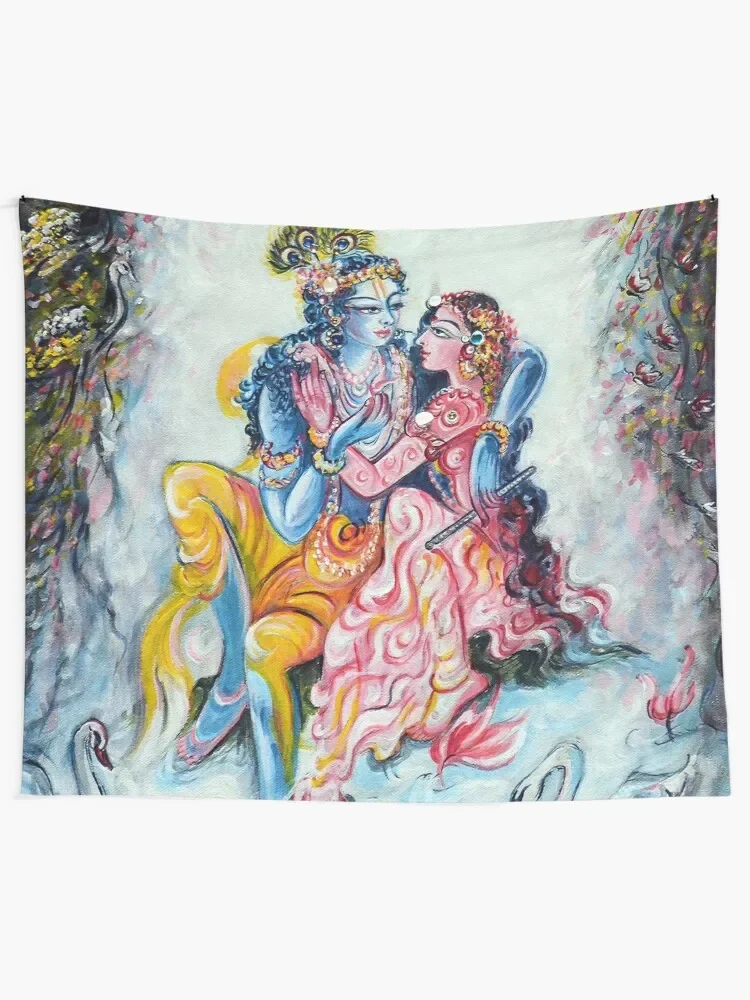 Фото Настенный Гобелен Radhe Krishna с любовными моментами, украшения для стен, обои для спальни, Подвесной Настенный Гобелен №2