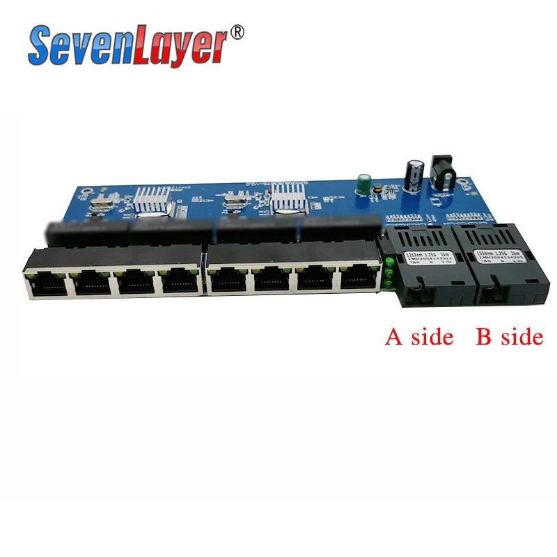 10/100/1000M Gigabit Ethernet switch Fiber Optical Media Converter PCBA 8 RJ45 U