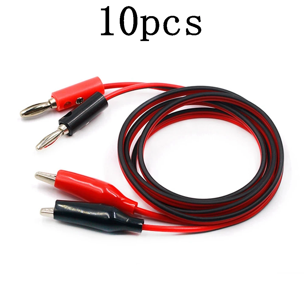 1 set multifunction test lead kit probe banana plug to test hook cable replaceable multimeter probe test wire alligator clip 4mm Alligator Clip to Banana Plug 1 Meter Test Cable Lead Connector Dual Tester Probe Crocodile Clip for Multimeter Measure Tool