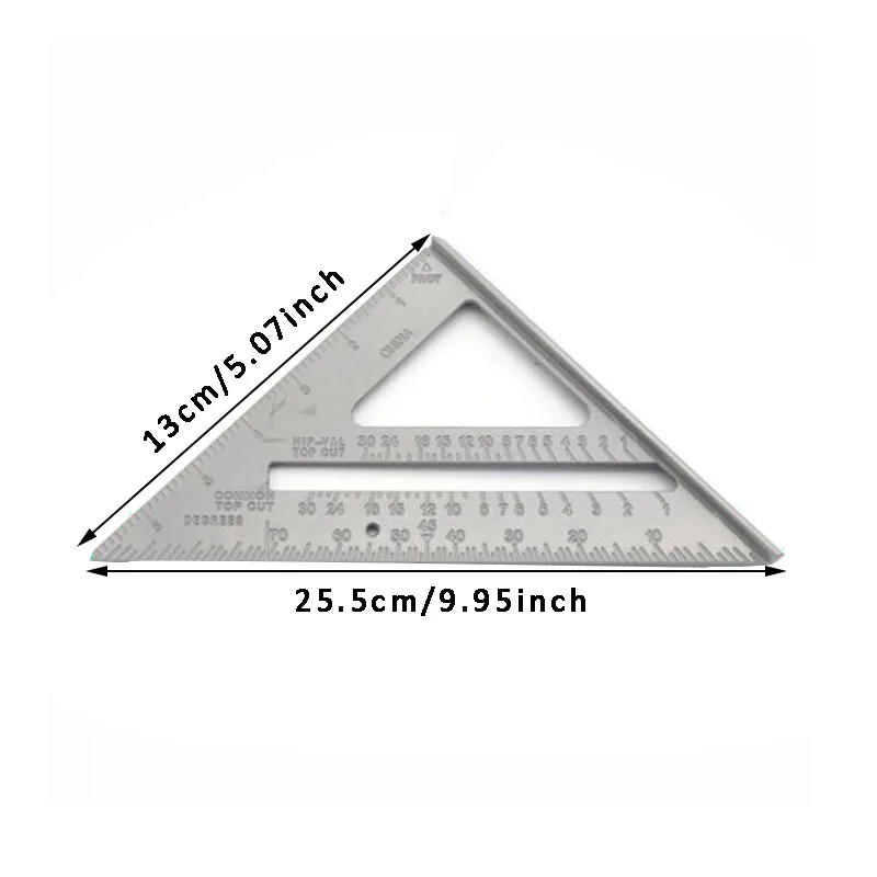 삼각형 규칙 90도 두꺼운 각도 규칙 알루미늄 합금 목수 측정 사각형 눈금자 레이아웃 도구 측정 도구