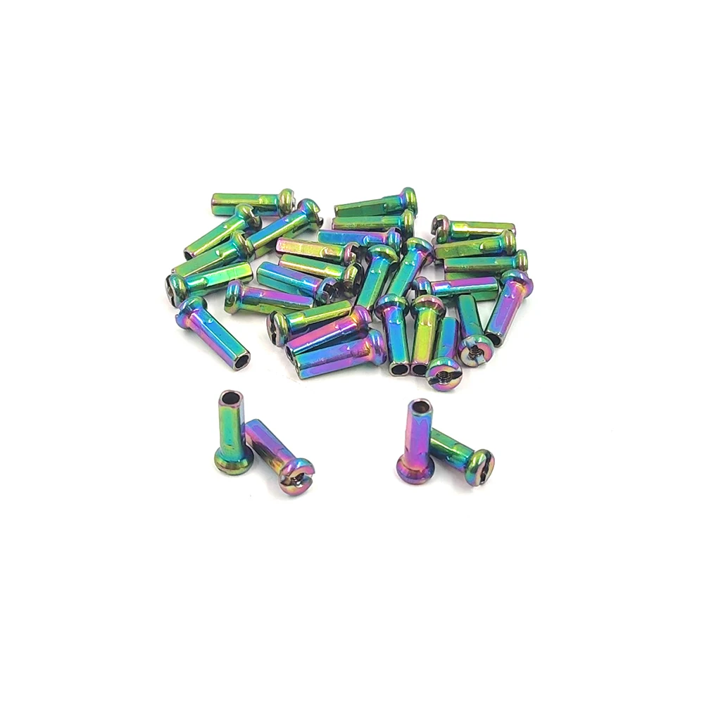 Rainbow Color Nipple Bicycle Round Head Brass 14G 2.0 14mm MTB or Road Bike Spoke Nipples Weight 0.9g/pcs Wheel Cycling Parts