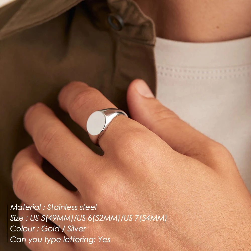 Anello circolare minimalista tridimensionale in acciaio inossidabile Emanco Fashion Style 2025, anello da donna con logo, caratterizzato da lettere, sigilli,_voghion.com