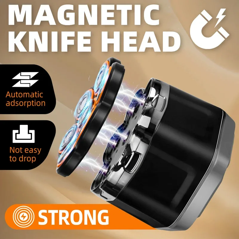 남성용 전기 면도기 7중날 헤드 마그네틱 디지털 디스플레이 면도기 충전식 LED 방수 수염 면도기