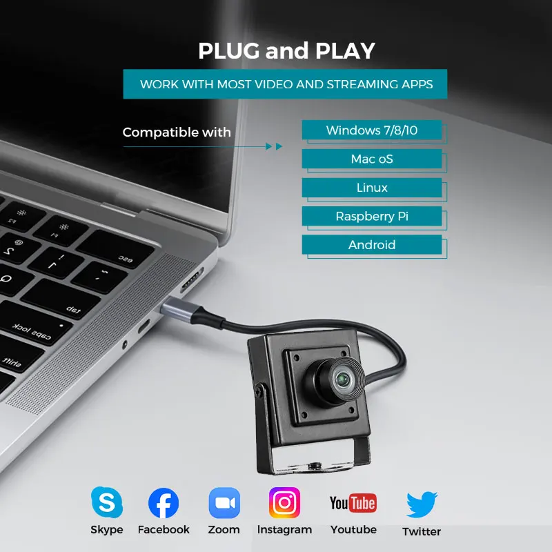 4K USB 8MP Industry HD Camera Wide angle Webcam 1080P 30FPS 5MP No distortion lens for windows Android Raspberry Pi Linux 4