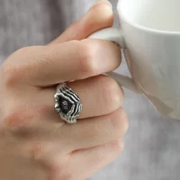 Retro Exaggeration Big Eyes Art Man Ring Fashion Personality Open Adjustable  Ring For Women Accessories 2