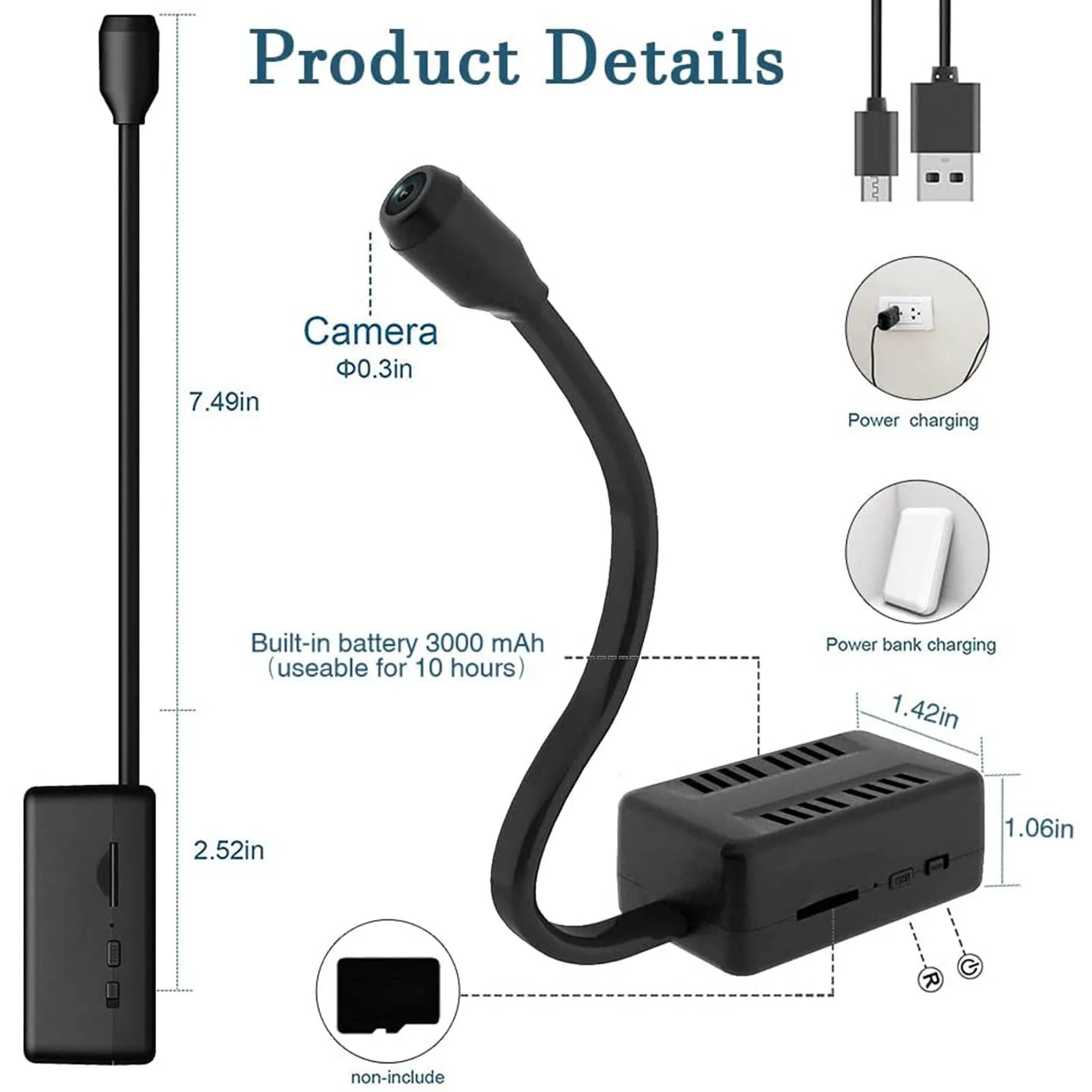 Security Cameras HD 1080P X7 Mini WIFI Camera Surveillance Camera with Small Adjustable Snake Lens for Photo Video Security Cameras Small Cameras