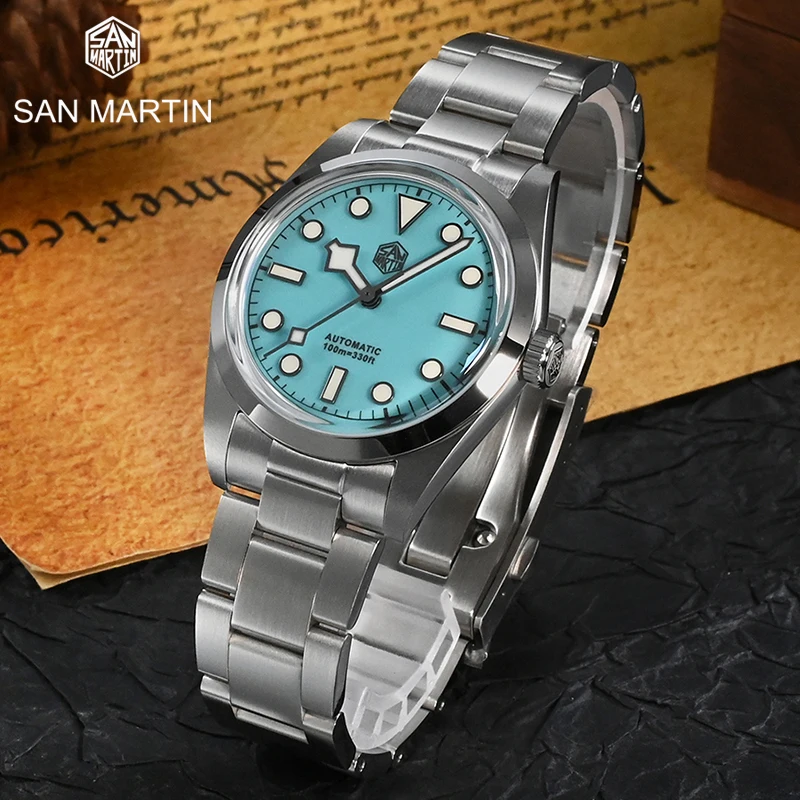 

San Martin Top 36mm Men's Steel Watch PT5000 Automatic Mechanical Diver Watch10Bar Waterproof Sapphire BGW9 Luminous Watches