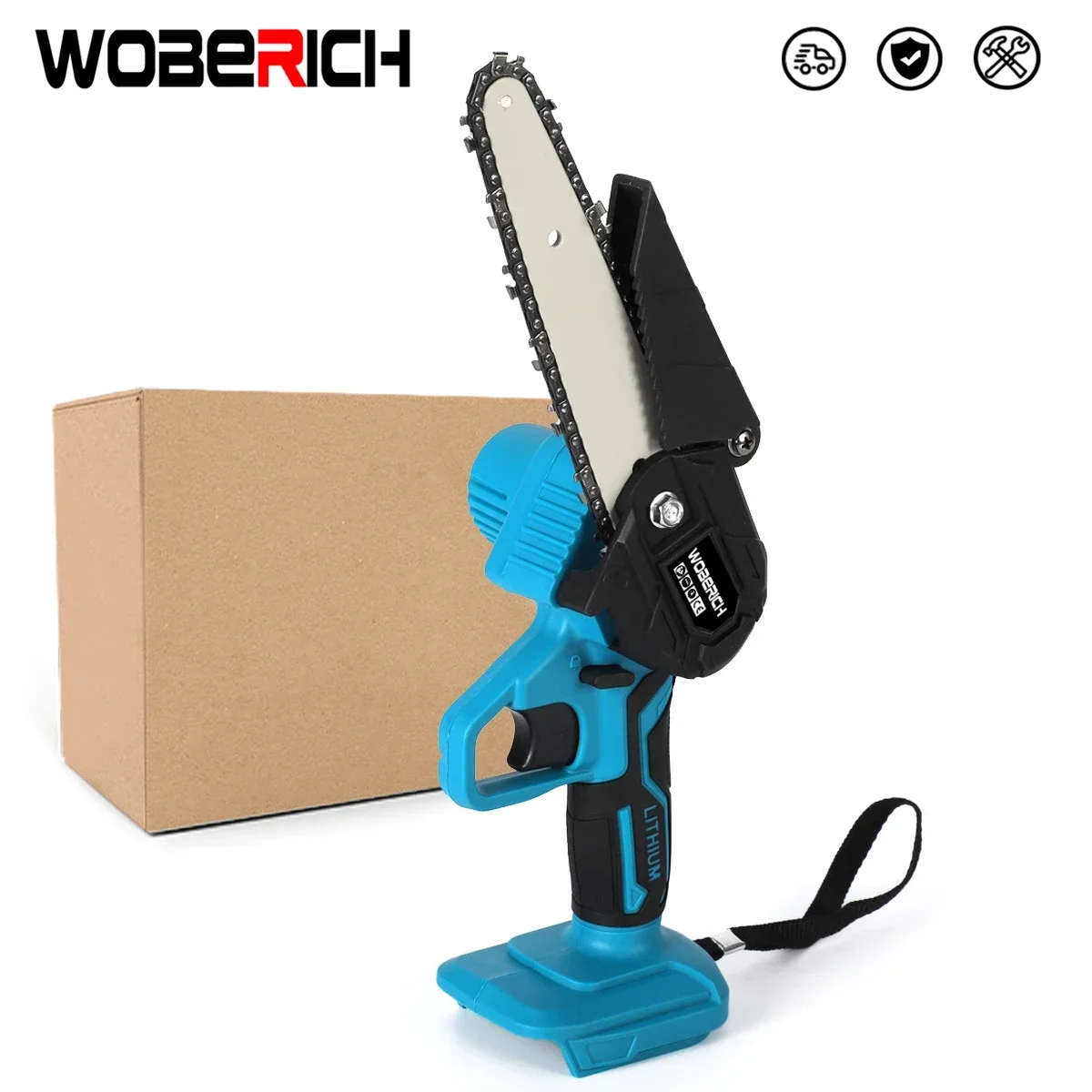 Portable Mini Electric Pruning Saw Rechargeable Small Wood Spliting Chainsaw Woodworking Tool for Garden Orchard Branch Clip crusher orchard root branch leaf crusher 2800w garden machinery grape branch wood crusher