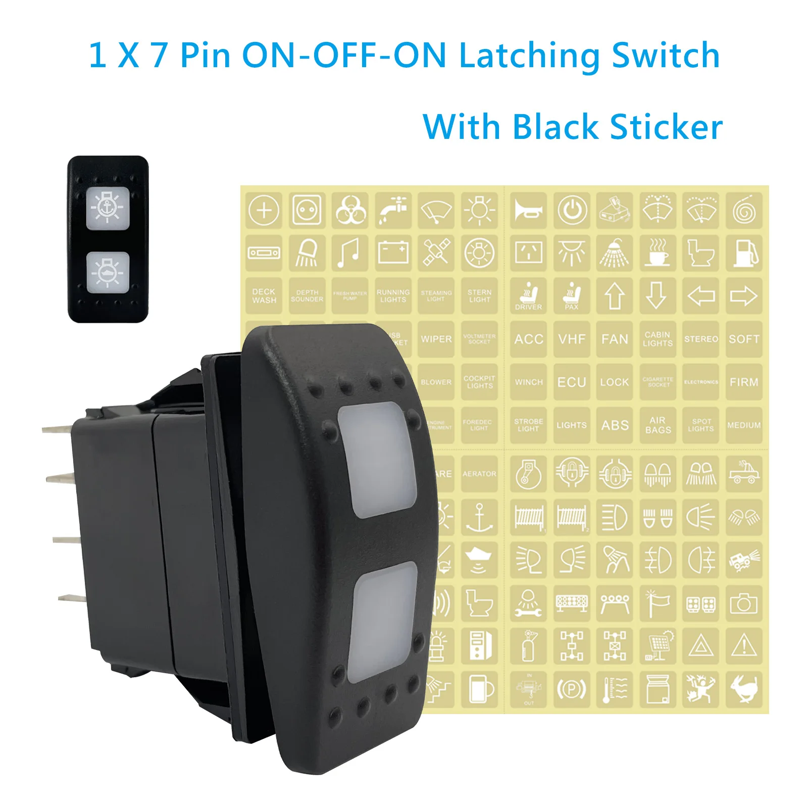 LED Blu Rocker Interruttore 7 Pin On Off On Dpdt 3 Vie 12v - Foto 12