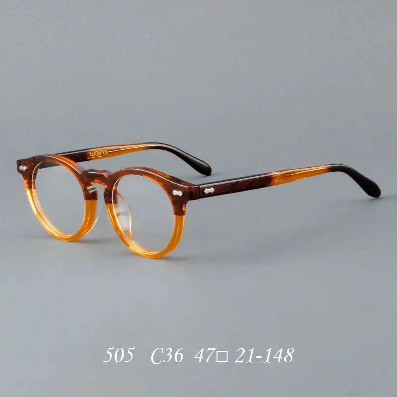 Men's Eyeglasses Frame Women Unisex Anti-Blue Light Acetate Glasses Clear Lens Brand Designer Computer Optical Vintage Spectacle