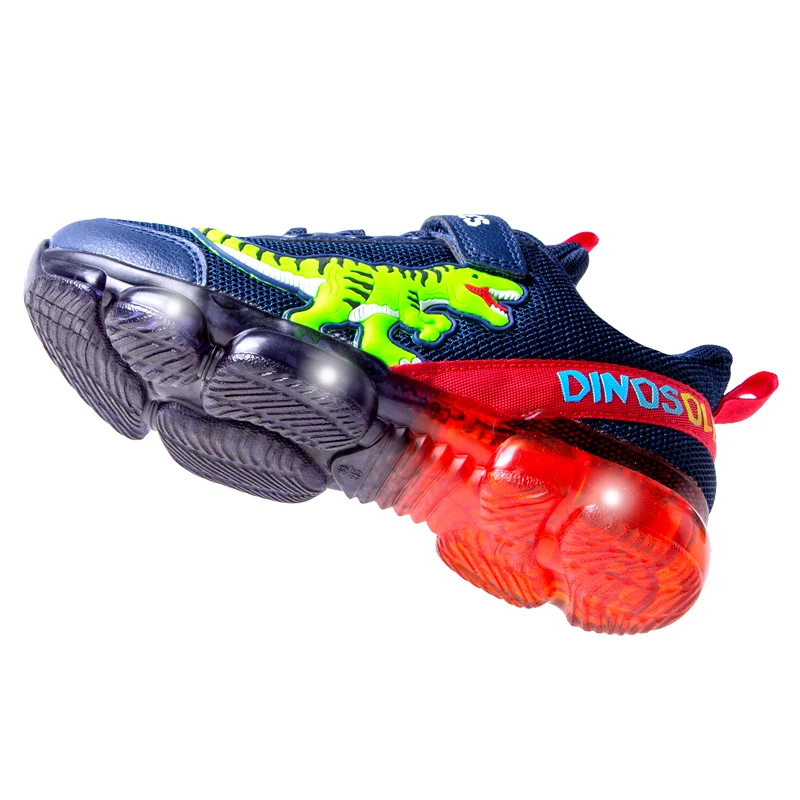 EXDINO T-REX LED 2-9Y Boys Spring Autumn Mesh Tennis Shoes Glowing Children's Kids Flashing Jelly Sole Light Up Casual Sneakers 3