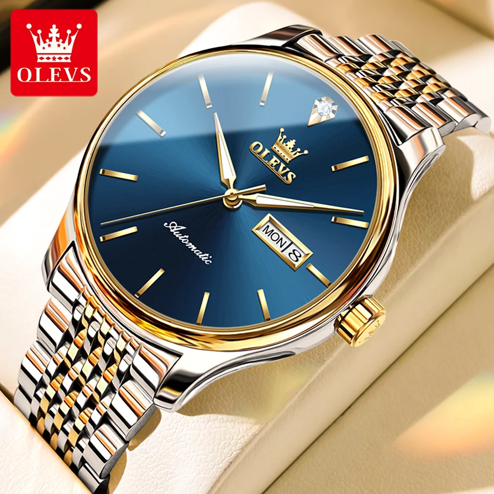 

OLEVS Original Brand Men's Watches Simplicity Luxuriou Waterproof Automatic Mechanical Watch Dual Calendar Stainless Steel