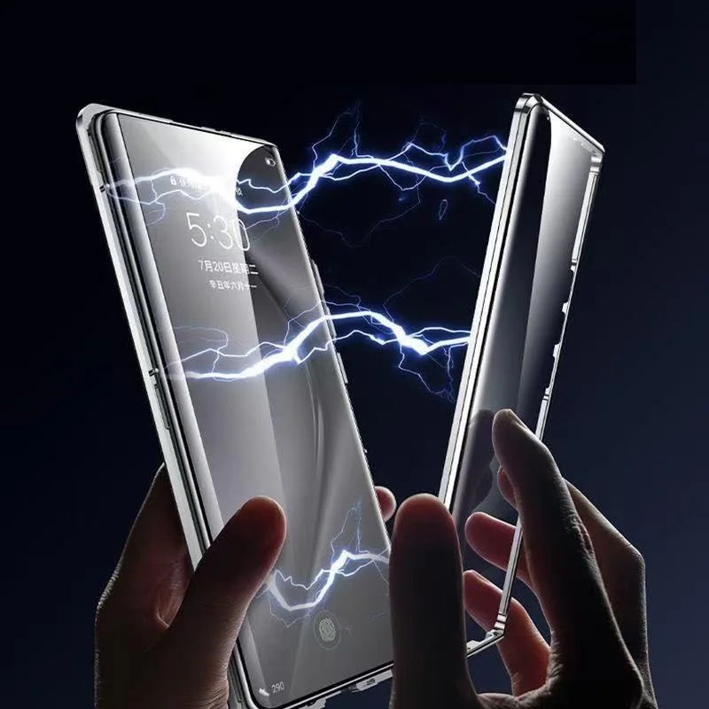 360° Protective Metal Frame Magnetic Case with Screen Glass Back Cover