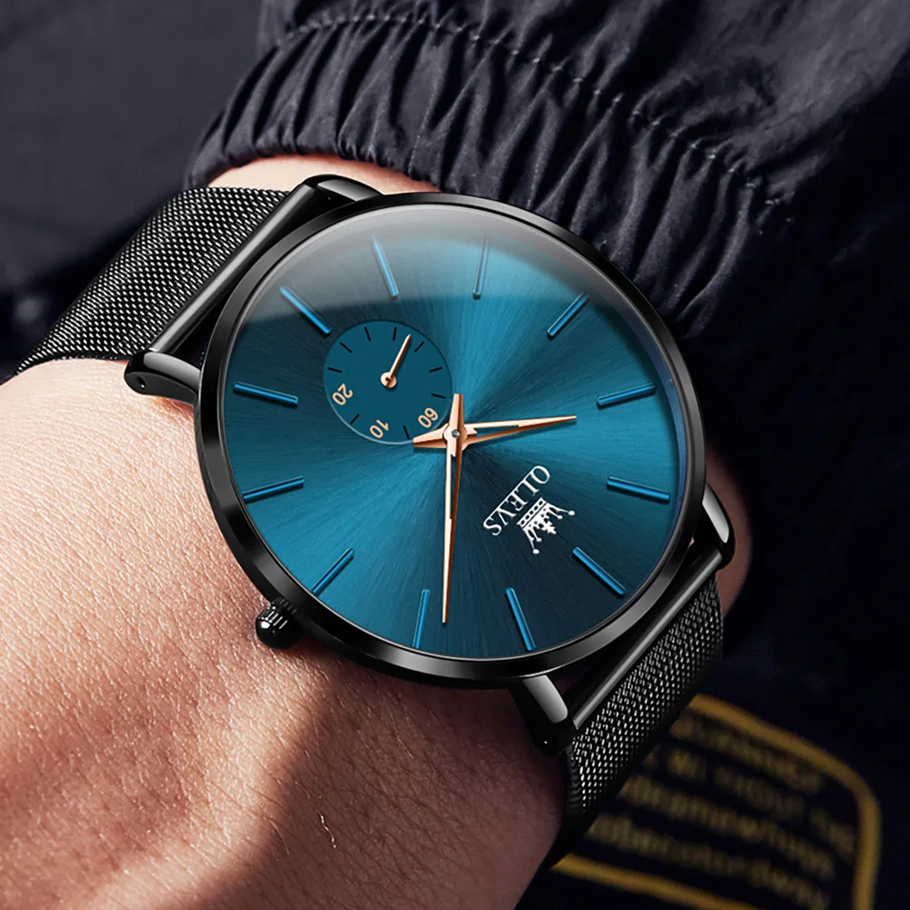 

Mens Watches OLEVS Top Brand Luxury Super Thin Quartz Watch Waterproof Luminous Stainless Steel Wristwatch Male Relogio