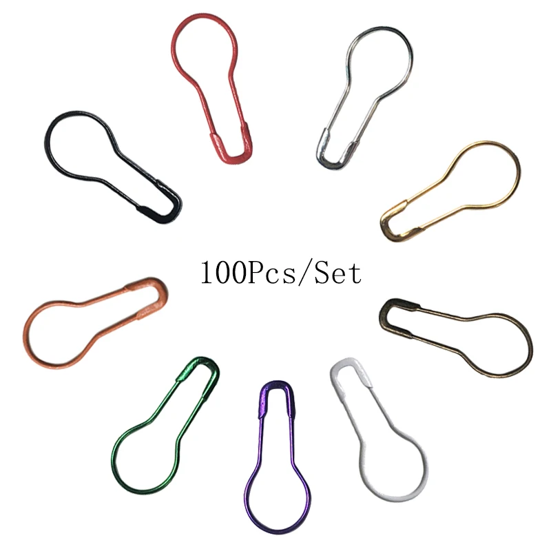 Metal Pins 100Pcs Safety Pin Gourd Shape Mix Color Metal Pins Crafts Knitting Cross Stitch Holder DIY Sewing Accessories Marker Tag Clips